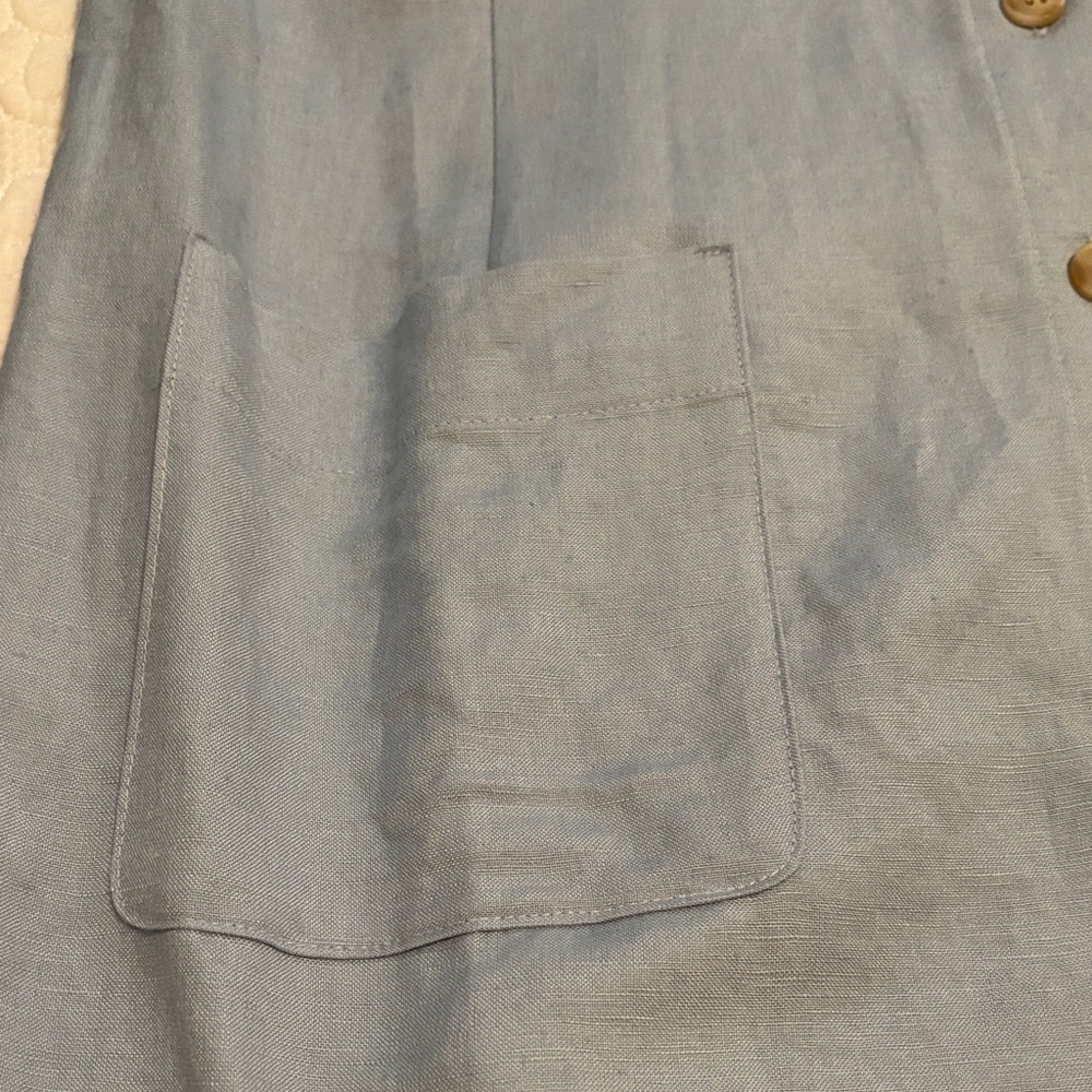 The Loft Linen Blend Sleeveless Blue Dress - Picture 5 of 6